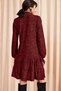 Women's Red V-neck Flounce Dress ELB-19000989 - 4