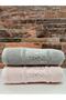 Camellia Towel 2 Pieces 50x80 Hand Face Towel Pink Gray - 2