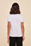 Beyaz %100 Pamuk Kontrast Dikiş Detaylı Basic Bisiklet Yaka Örme T-Shirt TWOSS19AD0085 - 8
