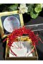Luxury crystal pearl stone feathered bridal henna engagement crown design queen crown red - 2