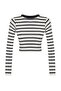 Siyah Çizgili Viskoz Yumuşak Kumaşlı Fitted Crop Esnek Örme Bluz TWOAW24BZ00048 - 10