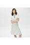 Women Flare Fit Short Sleeve Polo Collar White Dress - 3