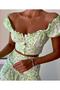 Green Summer Coolness Floral Slit Crop Skirt Set - 3