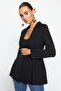Black Fitted Lined Woven Blazer Jacket TWOAW24BC00047 - 2