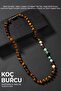 Aries Zodiac Knotted Necklace with Certified Natural Stones (Emerald, Granate Garnet, Tourmaline, Tiger Eye)