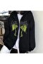 Harajuku Gothic Retro Butterfly Printed Oversize Zippered Black Unisex Hooded Cardigan