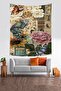 Vintage Journal Themed Butterfly Carnation Patterned Stain Resistant Fabric Wall Cover Wall Carpet Tapestry - 3