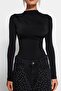 Black Body Fitted Collar Detailed Bodysuit Tpraw24Bd00008 - 5