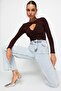 Kahverengi Cut Out/Pencere Detaylı Örme Body TPRAW24BD00001 - 3