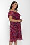 Madonna Collar A Form Chiffon Dress Fuchsia - 2