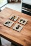 Illustration Art Bohemian Themed Natural Stone Travertine Coasters Set of 4