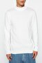 Ecru Slim Fit Cotton Half Turtleneck 100% Cotton Basic Sweater Tmnaw22Kz1293 - 4