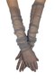 Gray Color Long Tulle Bridal Henna Wedding Prom Costume Gloves - 4