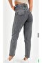 Smoke Blue High Waist Lycra Slim Fit Mom Jean Trousers - 4
