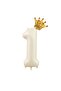 Cream Number Balloon King Crowned Number Foil Balloon Set - 3