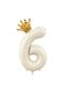 Cream Number Balloon King Crowned Number Foil Balloon Set - 3