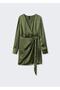 Tie Collar Satin Dress - 3
