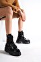Round Toe, Front Lacing, Side Zipper, Ankle Length Trak Sole Women's Boots - 5