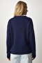 Women's Navy Collar Lace-up Knit Sweater MX00122 - 4