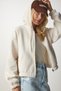 Women's Cream Hooded Ribbed Sweatshirt UB00127 - 3