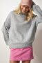 Women's Gray Stand Collar Basic Knit Sweater MX00127 - 3