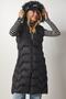 Women's Black Hooded Long Puffer Vest DD01246 - 2