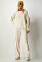 Women's Cream Knitwear Sweatshirt Pants Set MX00112 - 2