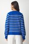 Women's Blue Ecru Buttoned Collar Knitwear Sweater LX00040 - 7
