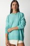Women's Water Green Crew Neck Oversize Knitwear Sweater BV00085 - 3