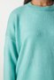 Women's Water Green Crew Neck Oversize Knitwear Sweater BV00085 - 4