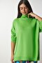 Women's Light Green Turtleneck Oversize Knitwear Sweater BV00084 - 3