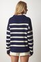 Women's Navy Blue Lace-Up Striped Knitwear Sweater MX00109 - 6