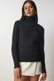 Women's Black Turtleneck Ribbed Knitwear Sweater bv00087 - 4