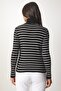 Women's Black Striped Turtleneck Knitwear Sweater BP00146 - 5