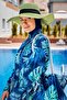 Green Wide Straw Hat with Bow 1423218 - 2