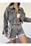 Women's Zippered Chest Pocket Crop Jacket Casual Cut