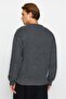 Antrasit Oversize Fit Geniş Kalıp Bisiklet Yaka Basic Triko Kazak TMNAW23KZ00189 - 4