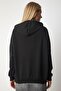 Women's Black Hooded Basic Sweatshirt with Pockets SM00152 - 7