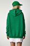 Women's Green Hooded Ribbed Basic Sweatshirt SM00153 - 6