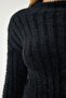 Women's Black Stand Collar Bearded Knitwear Sweater NF00068 - 4