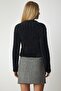 Women's Black Stand Collar Bearded Knitwear Sweater NF00068 - 5