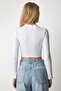 Women's White Black Corded 2-Pack Knitwear Crop Blouse CE00085 - 11