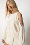 Women's Cream Cut Out Detailed Knitwear Sweater PN00081
