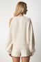 Women's Cream Cut Out Detailed Knitwear Sweater PN00081 - 7
