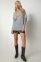 Women's Gray V-Neck Thin Knitwear Sweater PN00078 - 3
