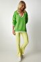 Women's Light Green V-Neck Oversize Knitwear Sweater BV00081 - 3