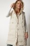 Women's Cream Hooded Long Puffer Vest VP00003 - 4