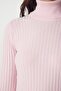 Women's Light Pink Turtleneck Ribbed Basic Sweater bv00095 - 5