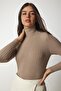Women's Mink Turtleneck Ribbed Basic Sweater bv00095 - 3