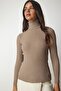 Women's Mink Turtleneck Ribbed Basic Sweater bv00095 - 4